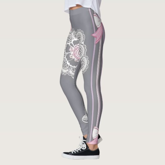 Roze & Grijze AI kunst Leggings (Links)