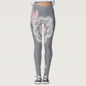 Roze & Grijze AI kunst Leggings (Voorkant)