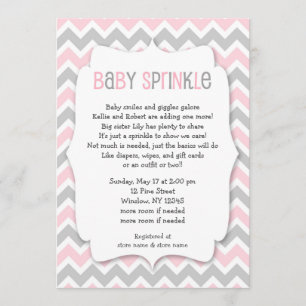 Roze grijze Baby Sprinkle/baby shower voor meisjes Kaart