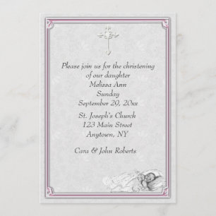 Roze grijze baptisme Christening Kaart