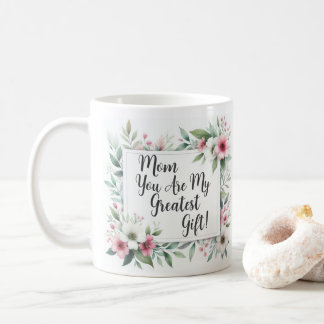 Roze & Grijze Bloemen Moeder Koffie Mok