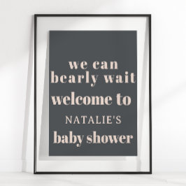 Roze Grijze Boho Typografie Baby shower Poster Sig