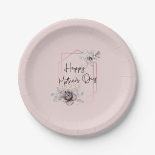 Roze grijze borden Moederdag Papieren Bordje