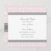 Roze grijze bruiloft Sla de datumkaart op Save The Date (Voorkant / Achterkant)