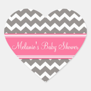 Roze grijze Chevron Baby shower Favor Stickers