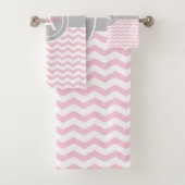Roze grijze Chevron Bad Handdoek (Insitu)