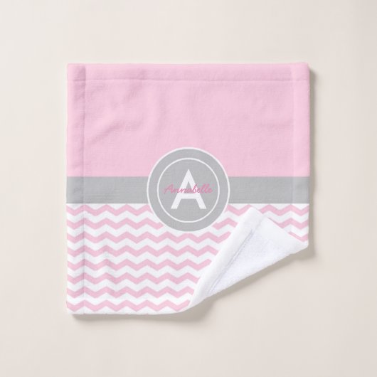 Roze grijze Chevron Bad Handdoek (Wasdoekje)