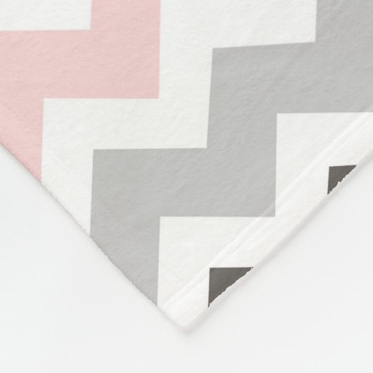 Roze grijze Chevron Pattern Monogram Blanket Fleece Deken (Hoek)