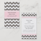 Roze grijze Chevron Retro Visitekaartjes (Voorkant / Achterkant)