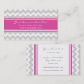 Roze grijze Chevron Retro Visitekaartjes (Voorkant / Achterkant)