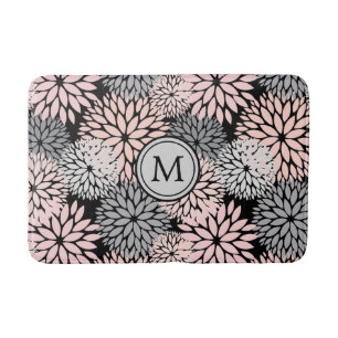 Roze grijze Dahlia Floral Pattern Badmat