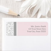 Roze Grijze Damask Aangepaste Terugkeeradreslabels Etiket (Insitu)