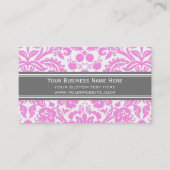 Roze grijze Damask Floral Visitekaartjes (Voorkant)