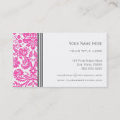 Roze grijze Damask Floral Visitekaartjes (Achterkant)