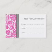 Roze grijze Damask Salon Appointcards Afsprakenkaartje (Achterkant)