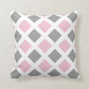Roze Grijze Diamant Geometrisch Kussen