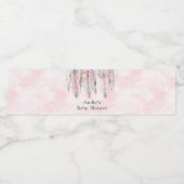 Roze Grijze Droomvanger Veren Boho Waterfles Etiket (Enkel label)