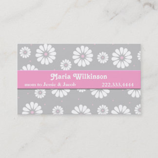 Roze, grijze en White Daisy mammikaart Contactkaartje
