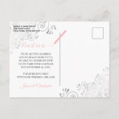 Roze, grijze en witte bruiloft Opslaan Datum kalen Aankondigingskaart (Achterkant)