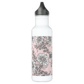 Roze grijze Floral Aangepaste naam Waterfles (Links)