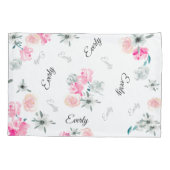 Roze grijze Floral waterverf Kussensloop (Achterkant)