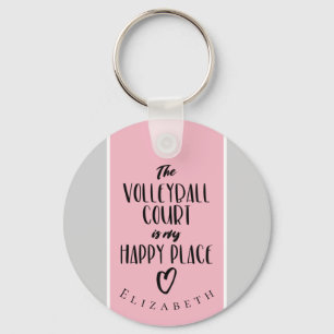 roze grijze gelukkige plaats gepersonaliseerd voll sleutelhanger