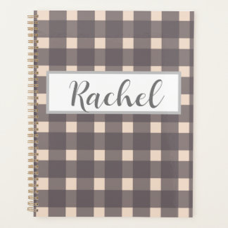Roze grijze Gingham, gepersonaliseerd Planner