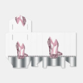 Roze Grijze Glitter Hoge Hakschoen Bedankdoosjes (Uitgevouwen)