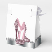 Roze Grijze Glitter Hoge Hakschoen Bedankdoosjes (Achterkant)