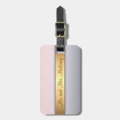 Roze grijze gradiënt Roos Gold Monogram Bagagelabel (Voorkant verticaal)