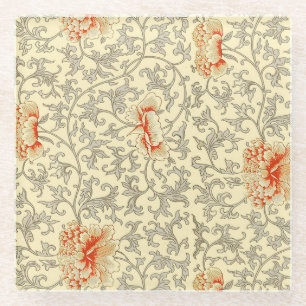  roze grijze kunstwerk botanische flora glazen onderzetter