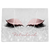 Roze grijze Lash Blush Makeup Glitter Name Monogra Groot Cadeauzakje (Voorkant)