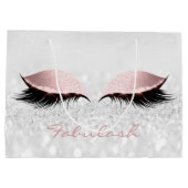 Roze grijze Lash Blush Makeup Glitter Name Monogra Groot Cadeauzakje (Achterkant)