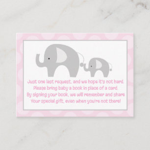 Roze grijze lephant Enclosure Book Request Cards Informatiekaartje