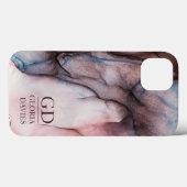 Roze grijze marmer Abstract monogram op maat Case-Mate iPhone Case (Achterkant (horizontaal))