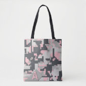 Roze grijze militaire stenen met uw Monogram Draagtas (Voorkant)