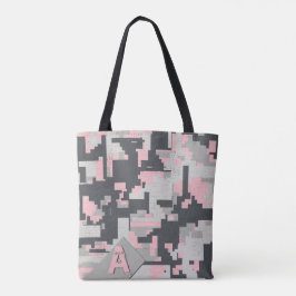 Roze grijze militaire stenen met uw Monogram Draagtas