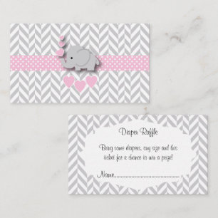 Roze grijze olifant 🐘 Baby shower Informatiekaartje