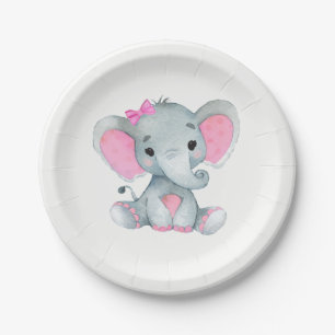 Roze grijze olifant Bord 4 Baby shower, geboorteda