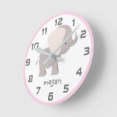 Roze grijze olifantenwandklok ronde klok (Hoek)
