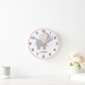 Roze grijze olifantenwandklok ronde klok (Huis)