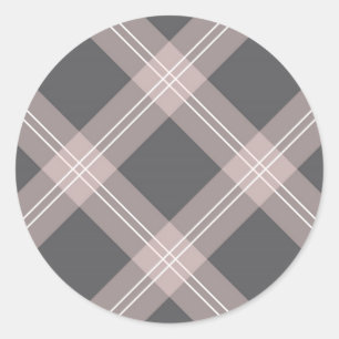 Roze & Grijze plaid Ronde Sticker