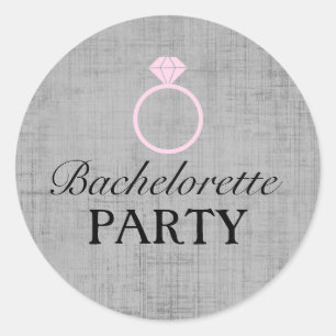 Roze & grijze ringontwerp vrijgezellenfeest sticke ronde sticker