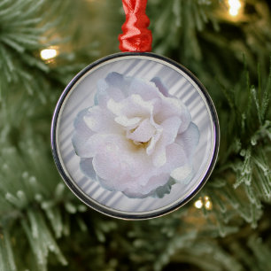 Roze grijze roos metalen ornament