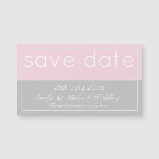 Roze grijze Save The Date magnetische trouw