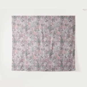 Roze grijze, stijlvolle bloemen wandkleed