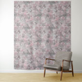 Roze grijze, stijlvolle bloemen wandkleed (In situ)