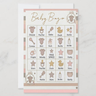 Roze Grijze Strepen Baby Bingo Spel