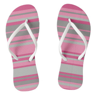 Roze grijze strepen teenslippers