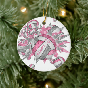 roze grijze volleybalsport keramisch ornament